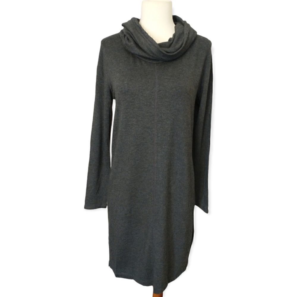 Lou & Grey Cozy Knit Shift Dress S Lounge Relaxed Minimalist Quiet Luxury Gray - Picture 7 of 16